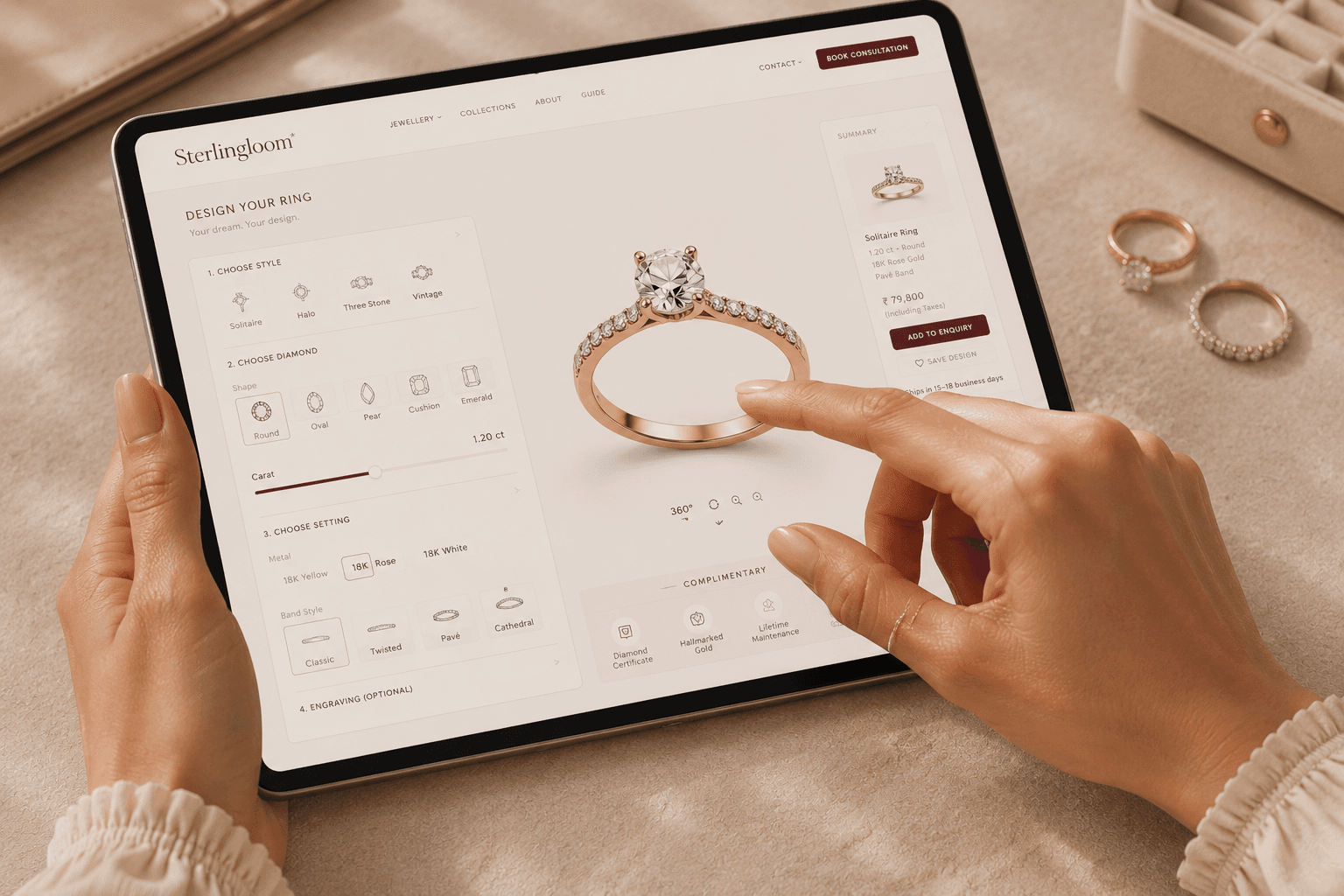 A real-time jewellery design builder that lifted engagement 57%